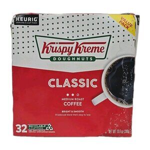 Krispy Kreme Classic Keurig K-Cup Pods Medium Roast Coffee 32 Count BB AUG 2026